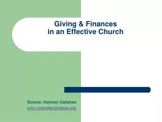 Giving &amp; Finances in an Effective Church