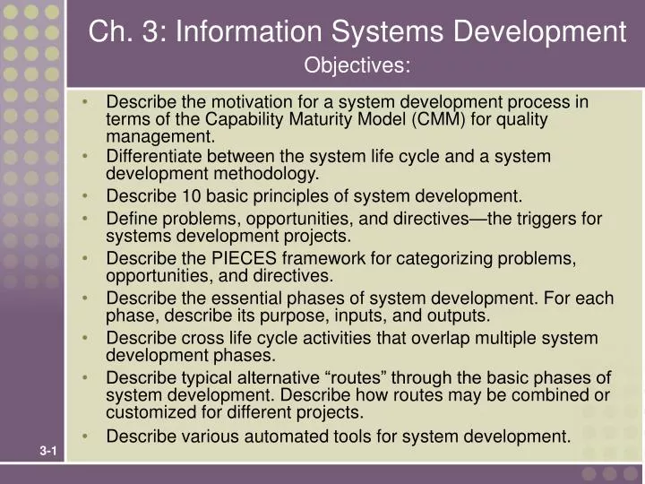 ch 3 information systems development objectives
