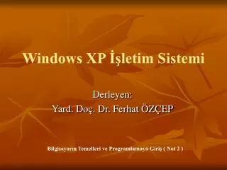 Windows XP İşletim Sistemi