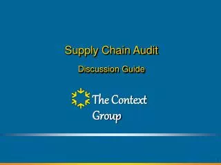 Supply Chain Audit Discussion Guide