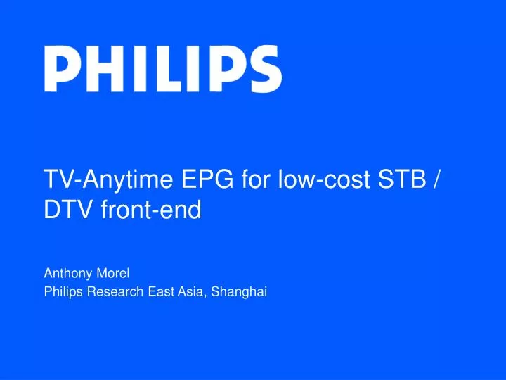 tv anytime epg for low cost stb dtv front end