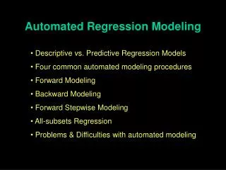 Automated Regression Modeling