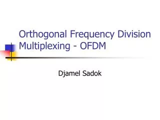 orthogonal frequency division multiplexing ofdm