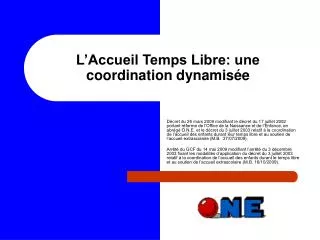 l accueil temps libre une coordination dynamis e