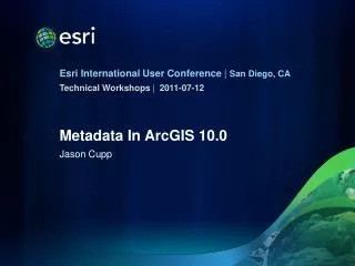 Metadata In ArcGIS 10.0