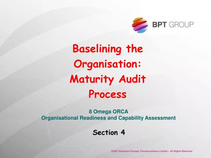 baselining the organisation maturity audit process