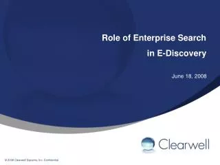 Role of Enterprise Search in E-Discovery
