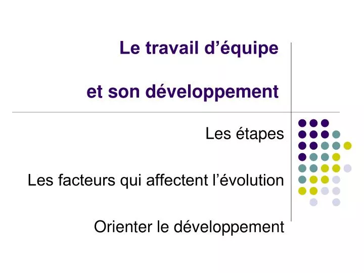 le travail d quipe et son d veloppement