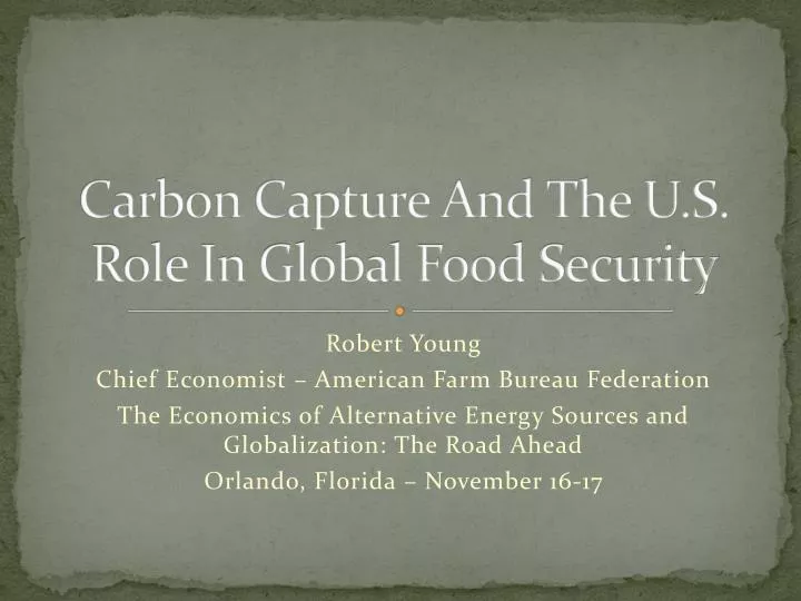 carbon capture and the u s role in global food security