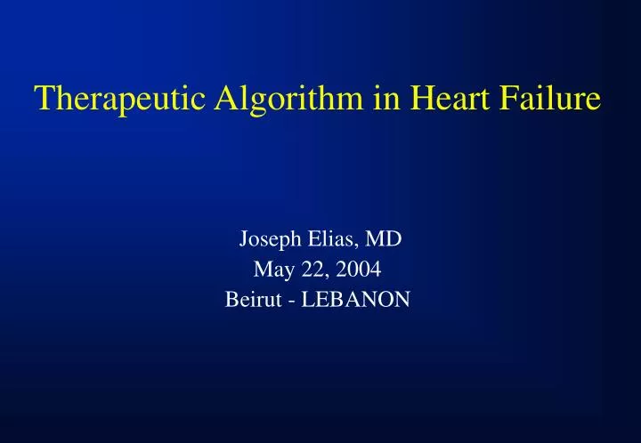 therapeutic algorithm in heart failure