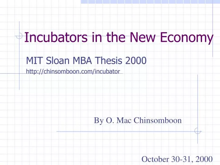 incubators in the new economy