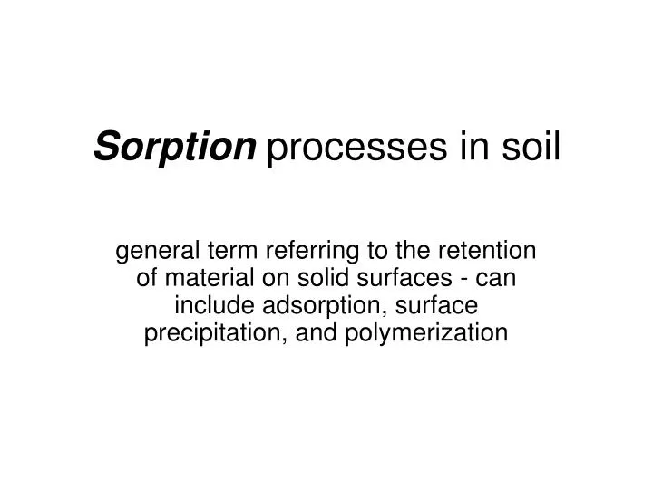 sorption processes in soil