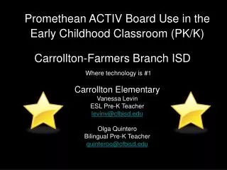 Promethean ACTIV Board Use in the Early Childhood Classroom (PK/K)