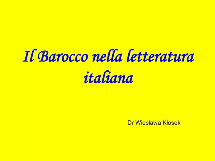 il barocco nella letteratura italiana