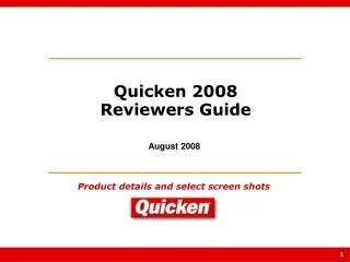 Quicken 2008 Reviewers Guide