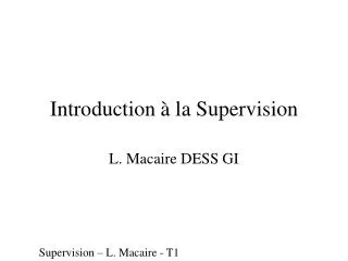 Introduction à la Supervision