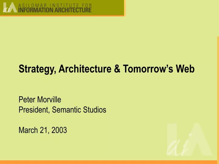 strategy architecture tomorrow s web