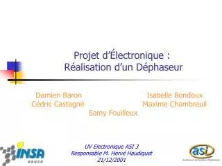 projet d lectronique r alisation d un d phaseur