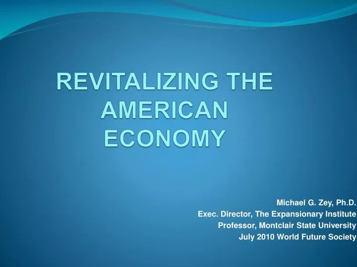 revitalizing the american economy