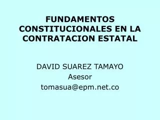 FUNDAMENTOS CONSTITUCIONALES EN LA CONTRATACION ESTATAL