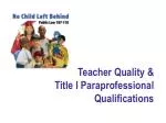 Teacher Quality &amp; Title I Paraprofessional Qualifications - slide 1