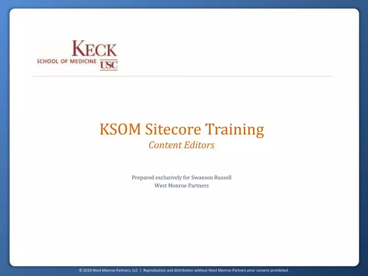 ksom sitecore training content editors