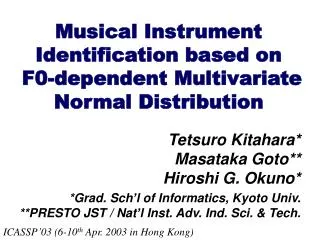 Musical Instrument Identification based on F0-dependent Multivariate Normal Distribution