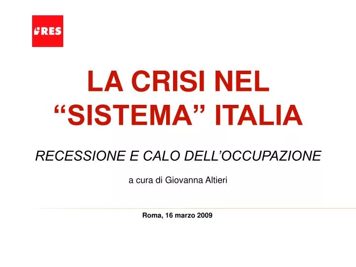 la crisi nel sistema italia