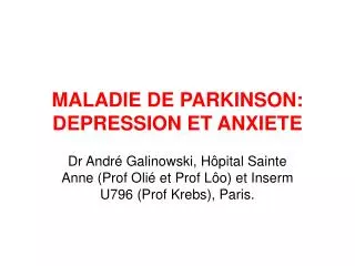 maladie de parkinson depression et anxiete