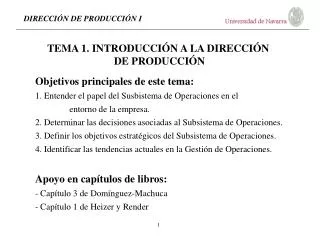 TEMA 1. INTRODUCCIÓN A LA DIRECCIÓN DE PRODUCCIÓN