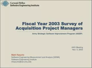 Fiscal Year 2003 Survey of Acquisition Project Managers