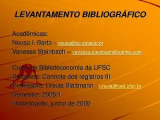 levantamento bibliogr fico