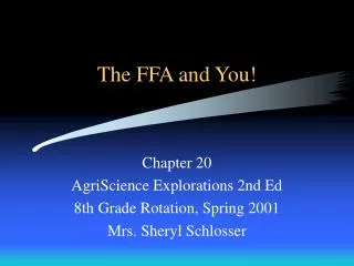 The FFA and You!