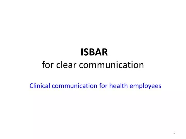 isbar for clear communication