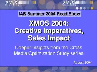 XMOS 2004: Creative Imperatives, Sales Impact