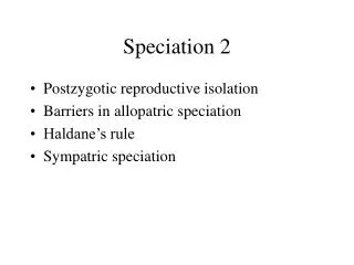 Speciation 2
