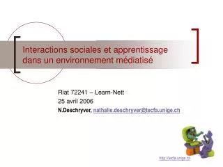 interactions sociales et apprentissage dans un environnement m diatis