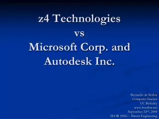 z4 Technologies vs Microsoft Corp. and Autodesk Inc.