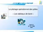 Le pilotage opérationnel des pôles « Les tableaux de bord » - slide 1