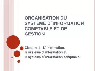 organisation du syst me d information comptable et de gestion