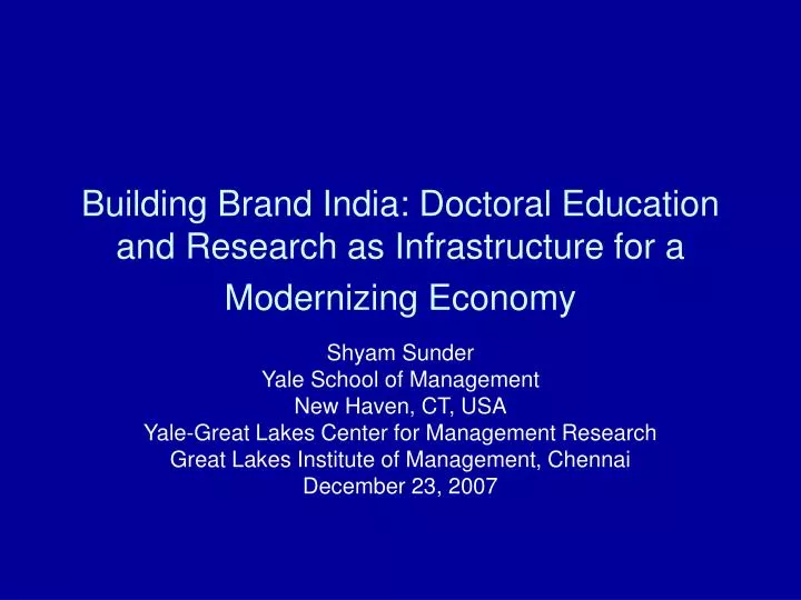 building brand india doctoral education and research as infrastructure for a modernizing economy