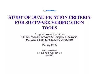STUDY OF QUALIFICATION CRITERIA FOR SOFTWARE VERIFICATION TOOLS