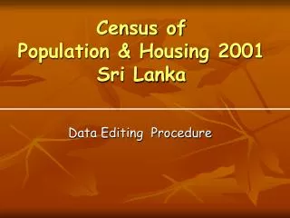 Census of Population &amp; Housing 2001 Sri Lanka