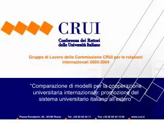 Gruppo di Lavoro della Commissione CRUI per le relazioni internazionali 2003-2004