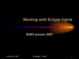 Working with Eclipse-Ingres