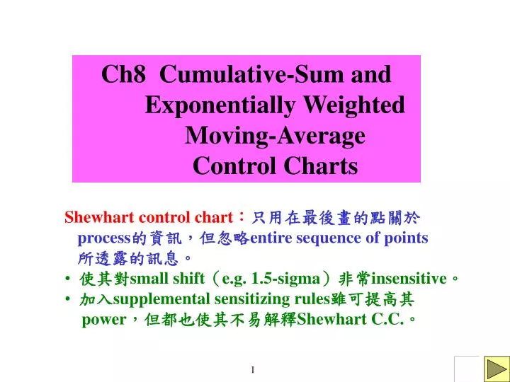 ch8 cumulative sum and exponentially weighted moving average control charts