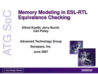 Memory Modeling in ESL-RTL Equivalence Checking