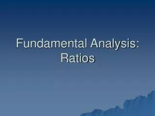 Fundamental Analysis: Ratios