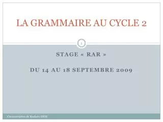 la grammaire au cycle 2