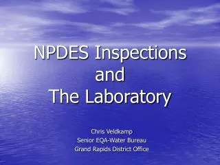 NPDES Inspections and The Laboratory